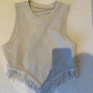 Fringe Tan / Nude Halter Tank Top
